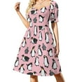 thumbnail image 1 of Cute Penguin Pattern (Pink Variant) Sleeveless Dress Beachwear Clothing female luxury woman evening dress, 1 of 6