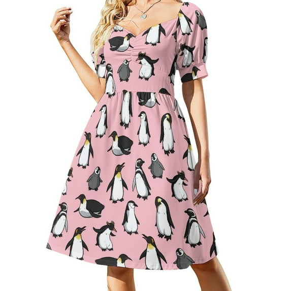 Cute Penguin Pattern (Pink Variant) Sleeveless Dress Beachwear Clothing female luxury woman evening dress