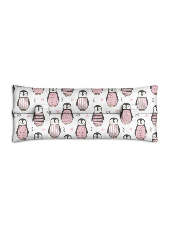 Cute Penguin Pattern Seat Belt Pillow for Surgery Recovery - Soft Mastectomy & Heart Surgery Car Cushion with Snow Decoration - Universal Fit for Women