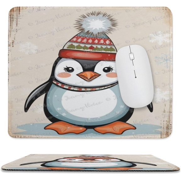 Cute Penguin Printed Mouse Pad, 10"x12", Non Slip Rubber Base MousePads for Office Laptop