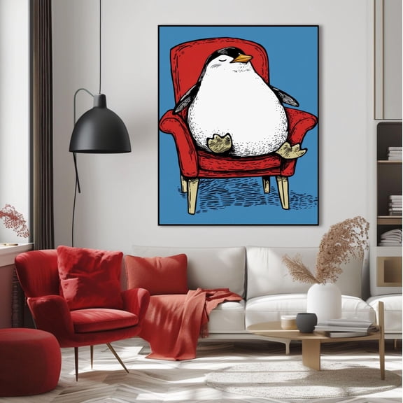 Cute Penguin Relaxed Penguin For Cozy Poster Unframed Paper Print