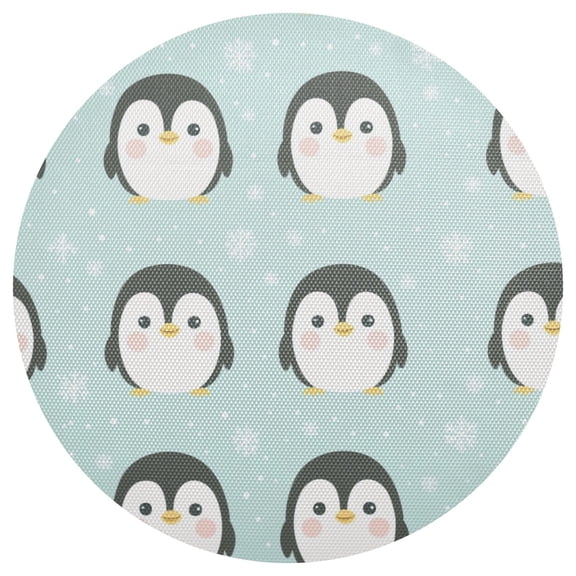 Cute Penguin Seamless 15.4in Diameter PVC Plate Mat, Heat-Resistant and Cuttable, Kitchen Decor
