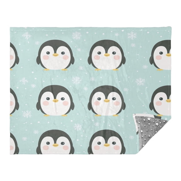 Cute Penguin Seamless Camping Blankets Bed Throws and Cozy Travel Blanket Fluorescence 70x55in Double Sided