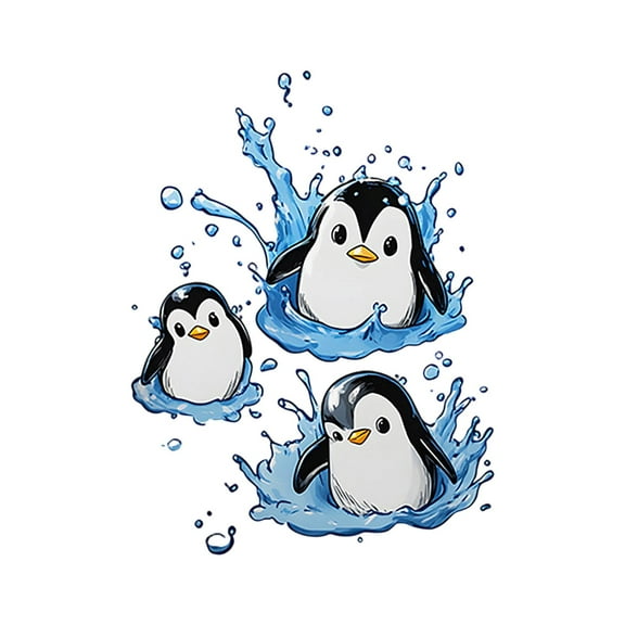 Cute Penguin Splash Wall Art Adorable Animal Decor for Kids Room, Nursery, or Playroom 16x20 Inches