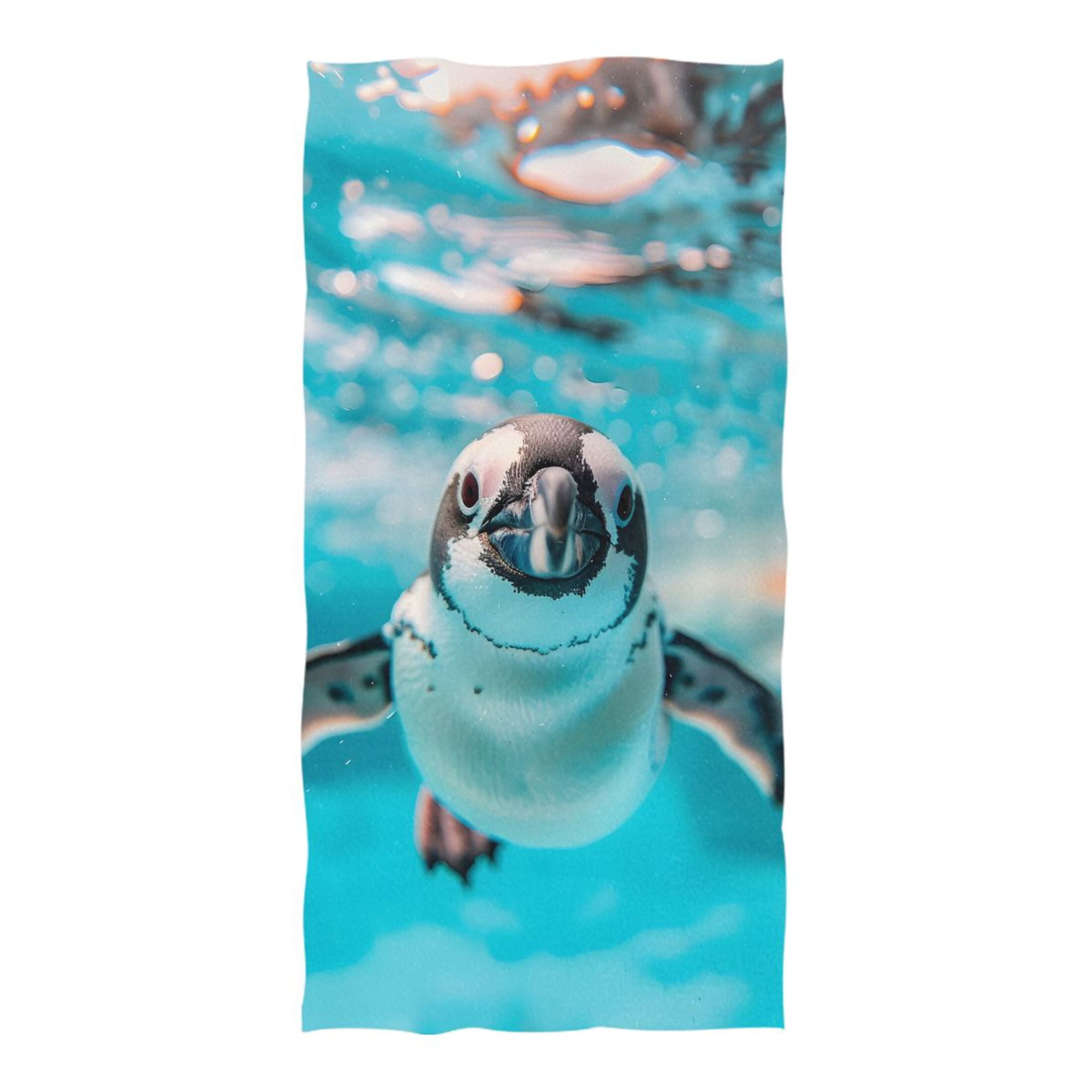 Cute Penguin Swimming Beach Towel Oversized 74