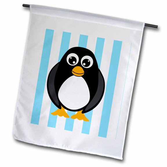 3dRose, Cute Penguin with Blue Stripes, 12 x 18 inch Garden Flag