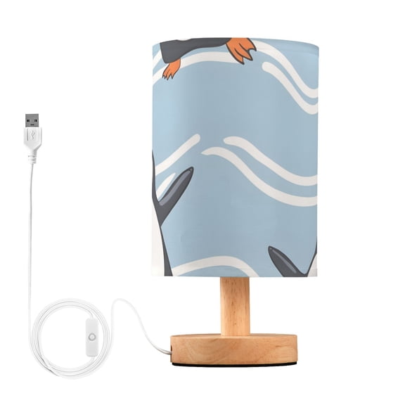 Cute Penguins Dancing Waves Table Lamp with USB Port LED Warm Light Lamp Night Light Home Decor