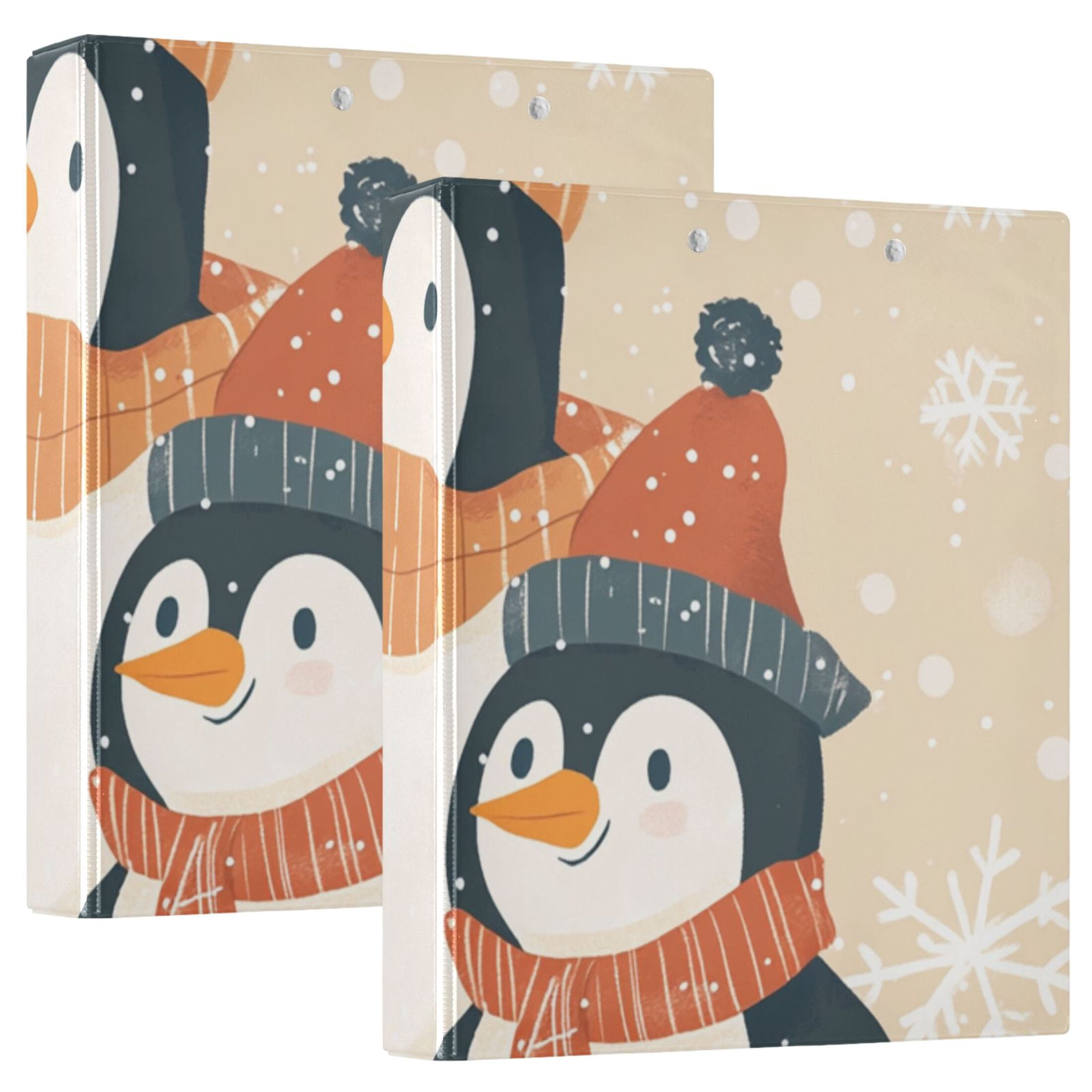 Cute Penguins Gifts 3 Ring Binders 1.5 inch Hardcover File Folders with Interior Pockets A4 Size Organizer for School Office Hospital