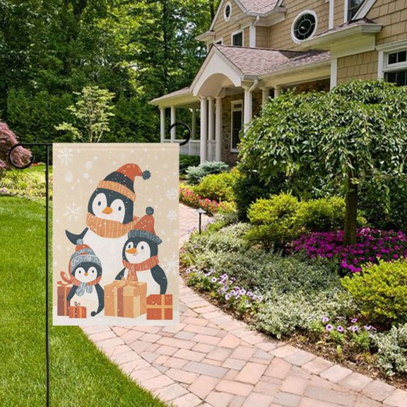 Cute Penguins Gifts Garden Flag Double Sided 12 x 18 Inch Outside Yard Decoration Outdoor Flag