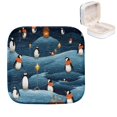 Cute Penguins Seamless Pattern Small Travel Jewelry Box, Mini Display