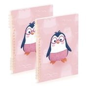 Cute Penguins in Pink Glasses Notebook Detachable Coil Notebook Diary Plan Book A5 Size 60 Pages 1 Pack