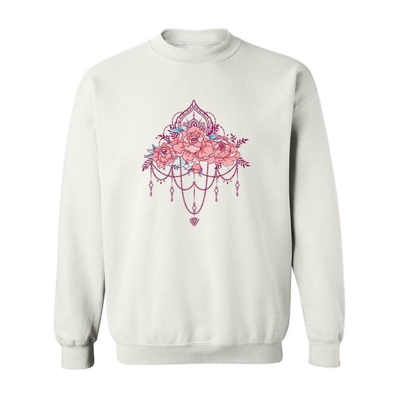 Cute Peonies In Mehndi Style. Sweatshirt Women -Image by Shutterstock, Female Small