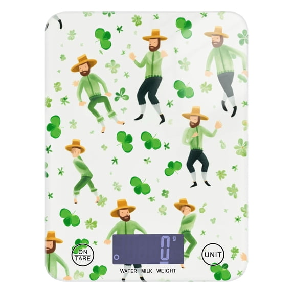 Cute People Patrick's Day Food Scale Digital Kitchen Scale Waterproof Tempered Glass Tare Function 11 lb for Baking Cooking Meal Prep