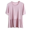 thumbnail image 1 of Cute Peplum Tops for Women Casual Round Neck Short Sleeve Tees Loose Fit Solid Color Babydoll Basic Soft Modal Swing T Shirts Tshirts Christmas Outfit, 1 of 5