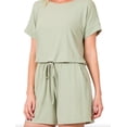 thumbnail image 1 of Cute Perfect Fit Plus Size Short Sleeve Round Neck Stretchy Elastic Waist Romper 1x, 2x, 3x, 1 of 1