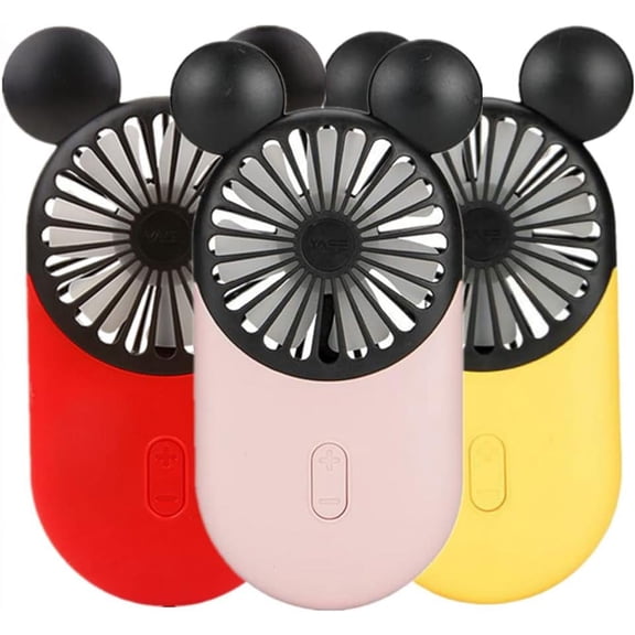 Cute Personal Mini Fan, Handheld& Portable USB Charging Fan with Beautiful LED Lights, 3 Adjustable speeds, Portable Stand for Indoor and Outdoor Activities, Cute Mouse Fan
