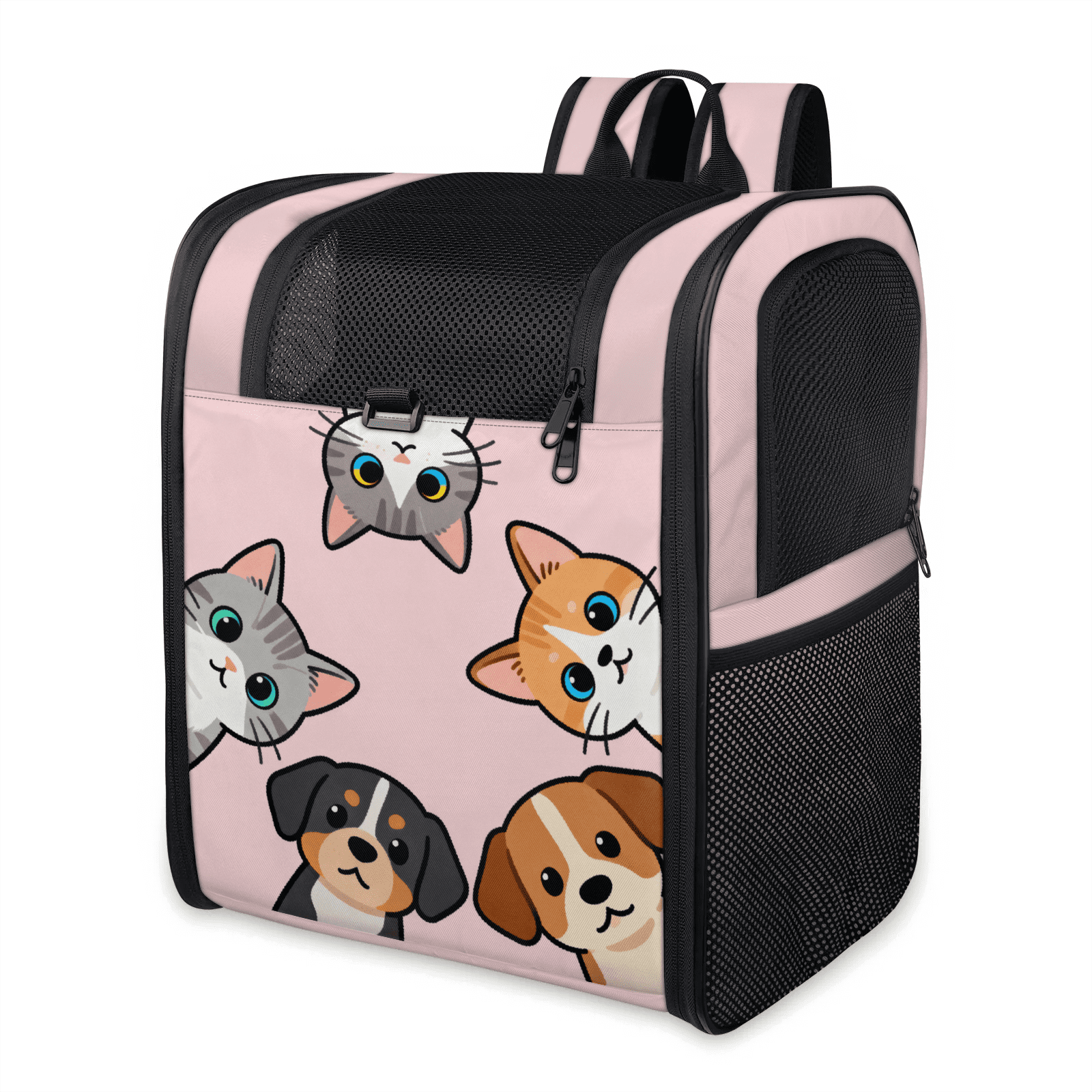 Cute Pet Backpack Carrier for Cats & Small Dogs, Breathable Mesh Design, Safe Travel Carrier for Outdoor Hiking, Walking, Vet Visits