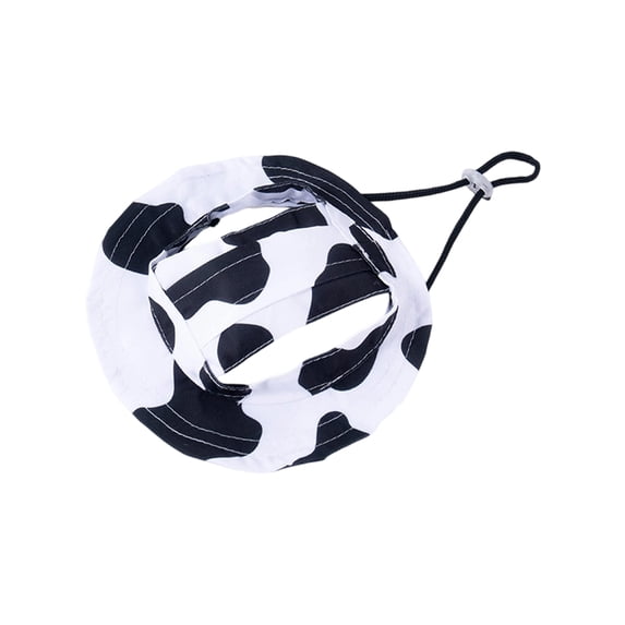 Cute Pet Bucket Hat with Ear Holes, Adjustable Sun Protection Cap for Cats and Small Dogs, Breathable Summer Fashion Hat Black 14"