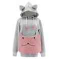 thumbnail image 1 of Cute Pet Carrier Hoodie Women Cozy Kangaroo Pouch Hoodie for Cats and Dogs Soft Large Pocket Pullover Sweatshirt for Pet Lovers, 1 of 2