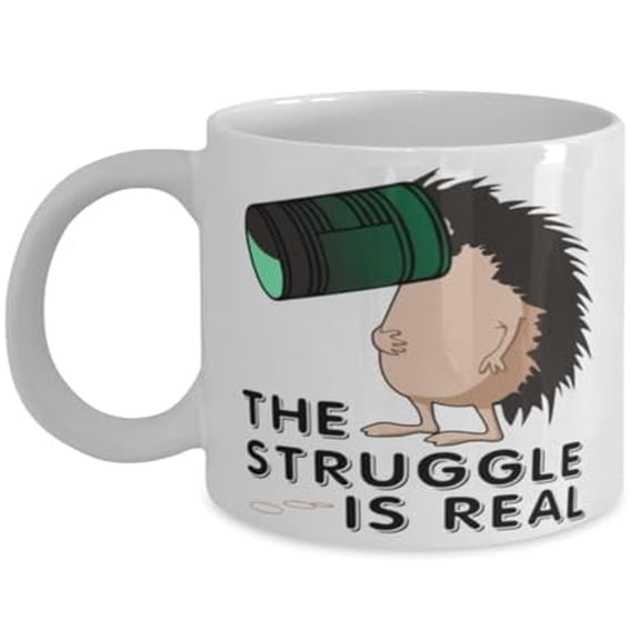Cute Pet 11 oz Coffee Mug - Hedgehog The Struggle Is Real White Ceramic Gift