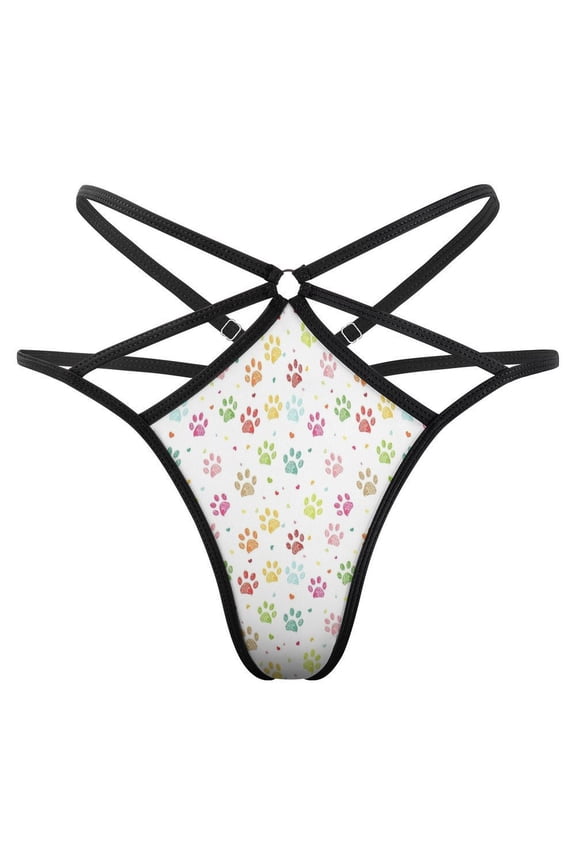 Cute Pet Dog Paw Open Type Women's Panties Crotch Opening G-strings Thongs Lingeries Underwear