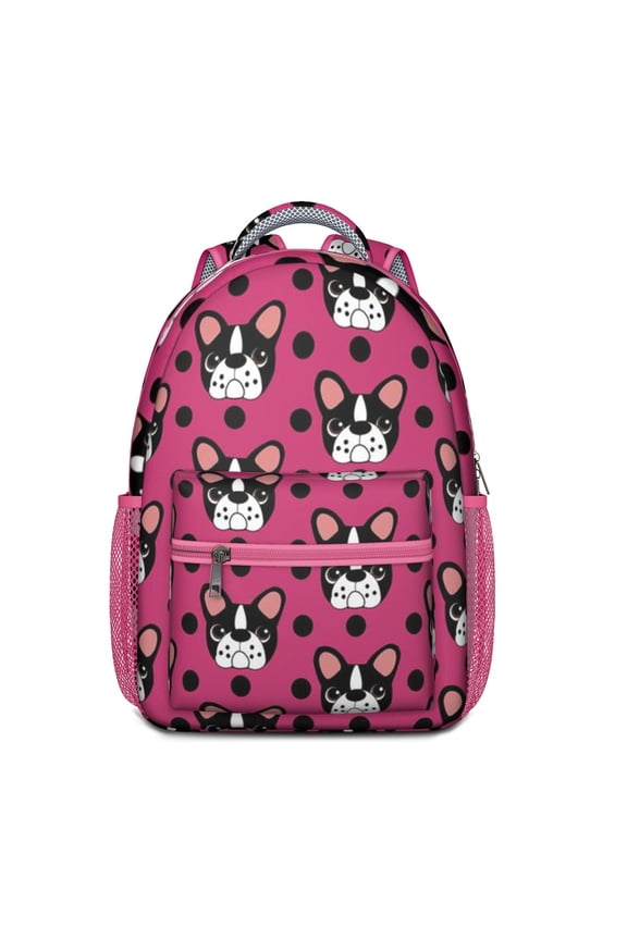 Dog Print Schoolbag – Puppy and Paw Pattern Backpack for , Cartoon Canine Design with Artistic Style