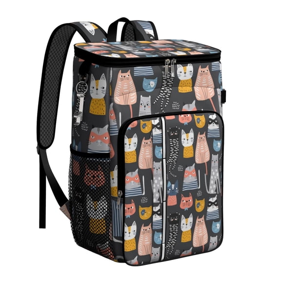 Cute Pet Lover Print Backpack Cooler – Leakproof Insulated Cooler Bag with Funny Cat Pattern for Outdoor Adventures, Travel & Work