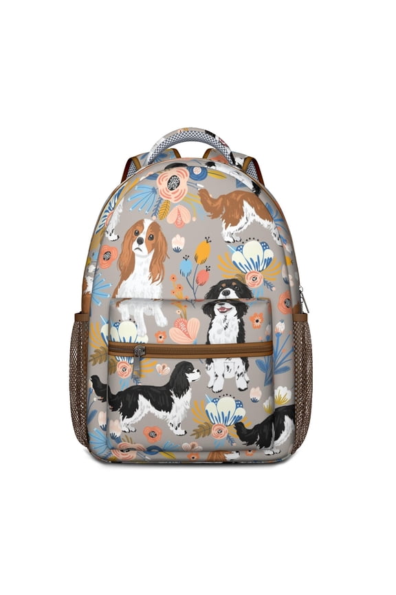Cute Pet Lovers School Bag – Puppy Pattern Bookbag for Elementary Students, Animal Paw Print Design with Watercolor and Vintage Dog Art