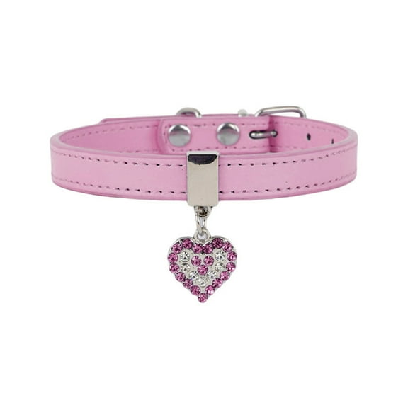 Cute Pet Peach Heart Collar Comfortable and Adjustable Bright Colors with Heart Decoration
