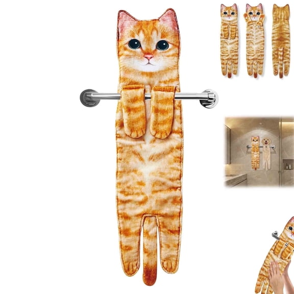 Funny Hand Towels Cat Towels , cat hand towel, Soft and Absorbent, 23.6in×6in Perfect for Kids, Pets, Fun Design and Gifts Ideal for Cat and Dog Lovers-2pcs