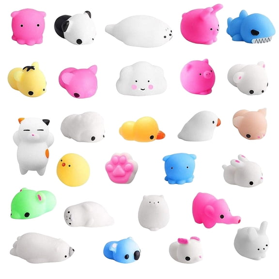 Cute Pet Squishy Stress Relief Toys 36Pcs Bagged Soft Material Mini Squeezable Fidget Toys Perfect for Party Favors Gifts Relieves Anxiety for Adults