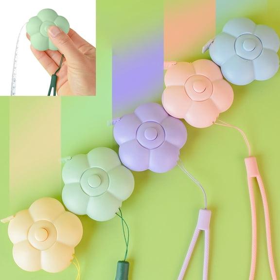 Cute Petal Shaped Retractable Plastic Soft Tape Measures with 78.4in Length, Portable Full Body Circumference Measuring Rulers, Compact Daily Household Multi-purpose Measuring Tools, Pink
