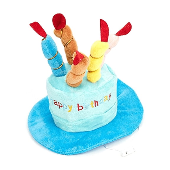 Cute Pets Dog Cats Birthday Caps Adjustable Colorful Candles Hat Puppy Cosplay Costume Headwear Blue