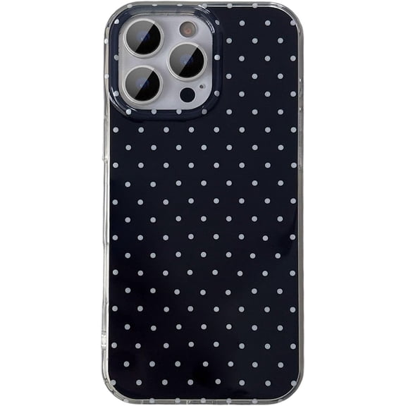 Cute Phone Case for iPhone 12/iPhone 12 Pro Case Polka Dot Fashion Aesthetic Design for Women Girls, Slim TPU Shockproof Protective Phone Cover for iPhone 12/12 Pro - Black