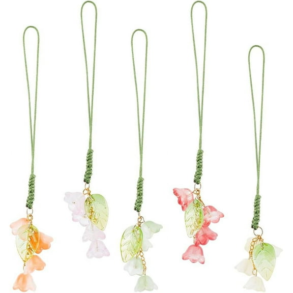 Cute Phone Charm Accessories Fruit Lollipop Butterfly Milk Tea Bear Colorful Resin Phone Charm Strap Mixed Color