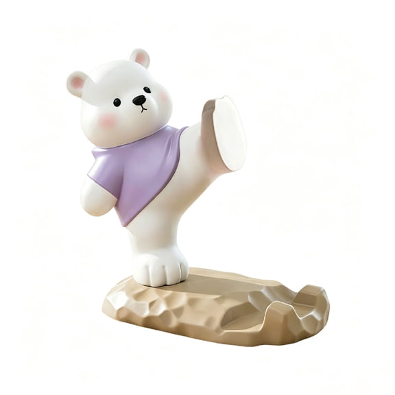 Cute Phone Resin Bear Decoration with Movable Joints.Phone Desk Mount.for Home offices Vlogging Filming Video Calls Entertainment Video Reco