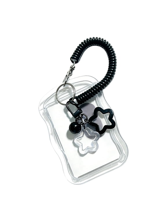 Cute Photocard Holder Keychain Photo Card Holder Star Transparent PC Holder For Bus Student Card And Photo Protector B