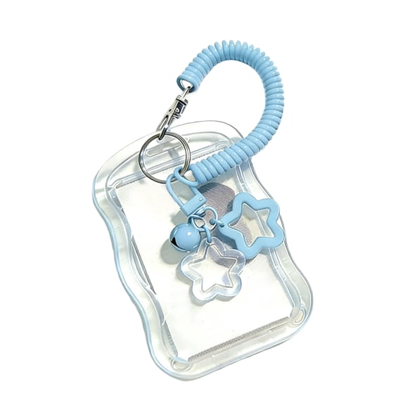 Cute Photocard Holder Keychain Photo Card Holder Star Wave Photocard Keychain, Transparent Holder Creative Photocards Holder for Bus Student Card Photo Protector