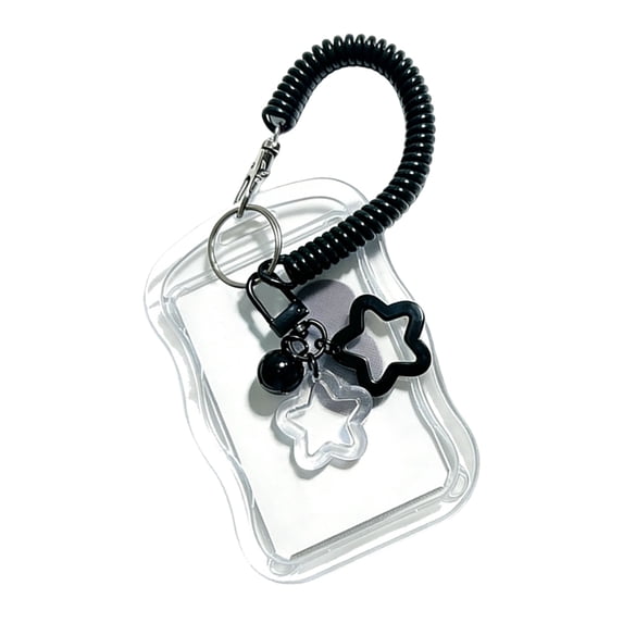 Cute Photocard Holder Keychain Photo Card Holder Star Wave Photocard Keychain, Transparent Holder Creative Photocards Holder for Bus Student Card Photo Protector