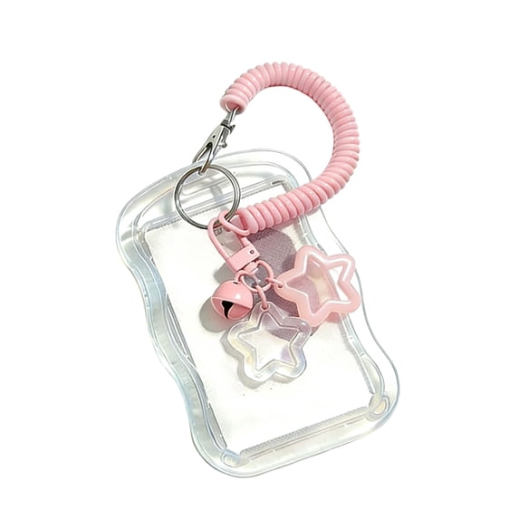 Cute Photocard Holder Keychain Photo Card Holder Star Wave Photocard Keychain, Transparent Holder Creative Photocards Holder for Bus Student Card Photo Protector