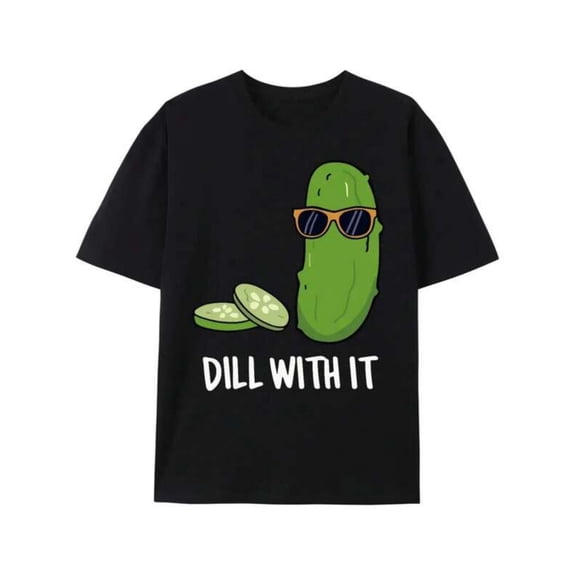 Cute Pickle Print Kid's Round Neck Short Sleeve, T-Shirt for Kids Youth, 180gsm, 100% Cotton