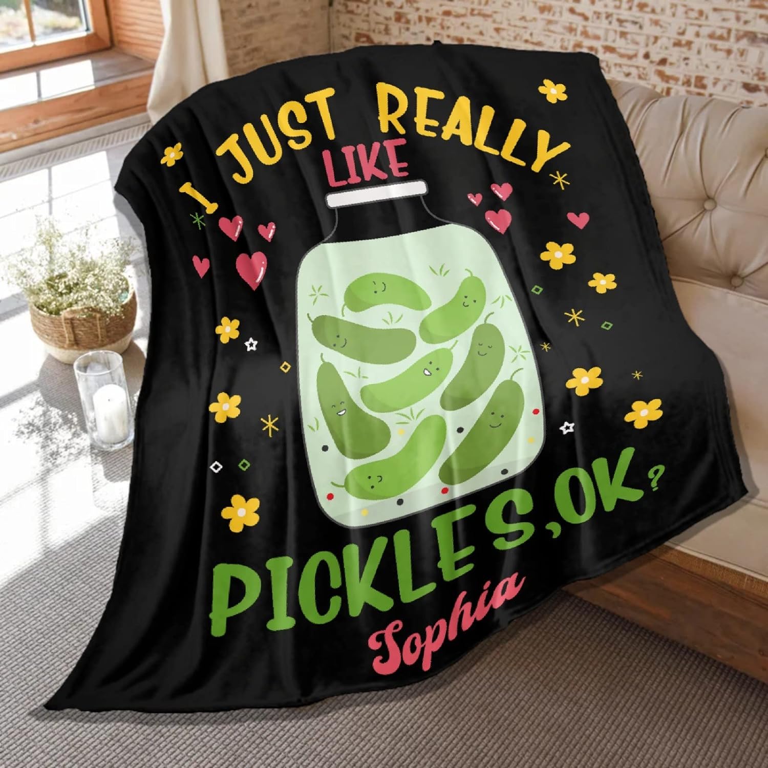 Cute Pickle Throw Blanket,I Just Really Like Pickles Ok Blanket Soft