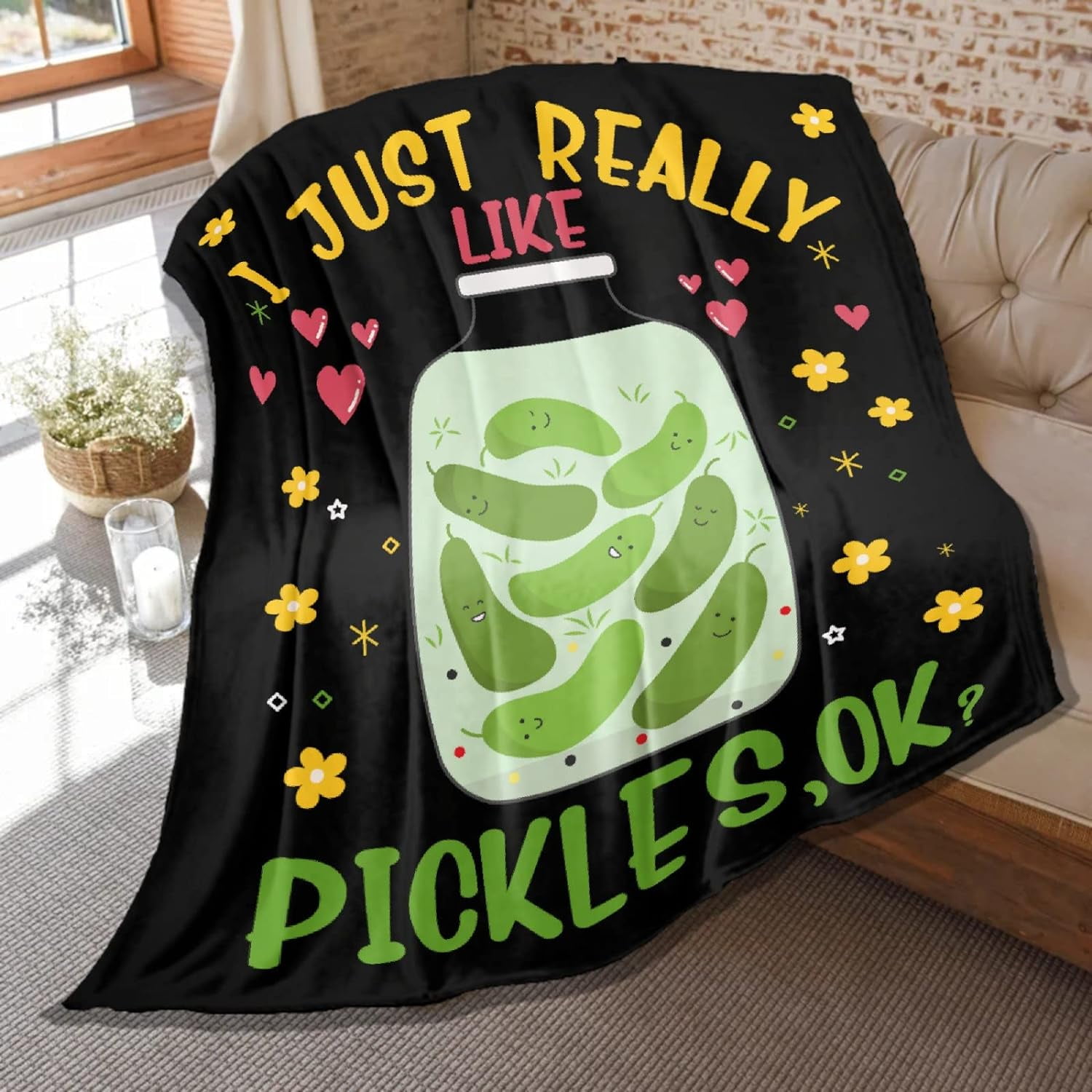 Cute Pickle Throw Blanket,I Just Really Like Pickles Ok Blanket Soft