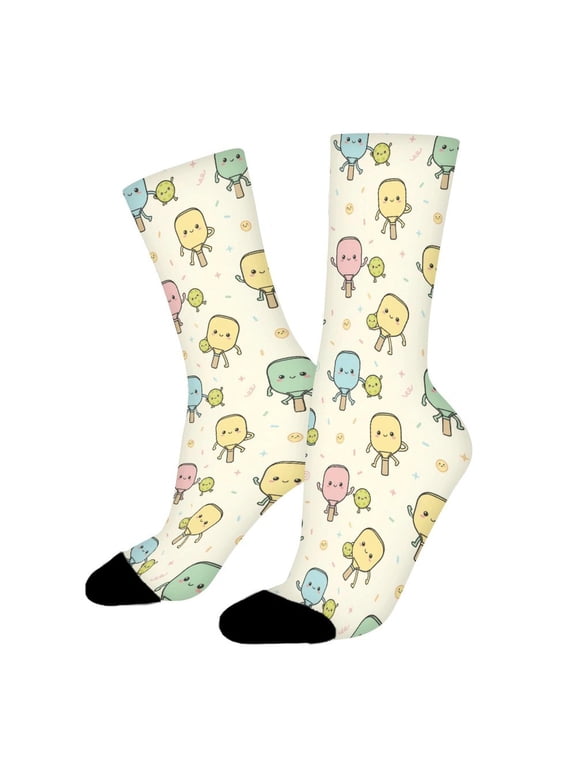 Cute Pickleball Funny Novelty Crew Socks for Women Men Sports