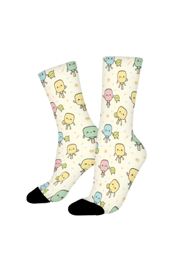 Cute Pickleball Funny Novelty Crew Socks for Women Men Sports