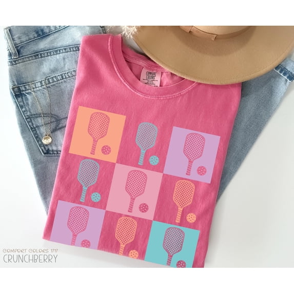 Cute Pickleball Racket Pattern Comfort Colors T-Shirt for Athletic ...