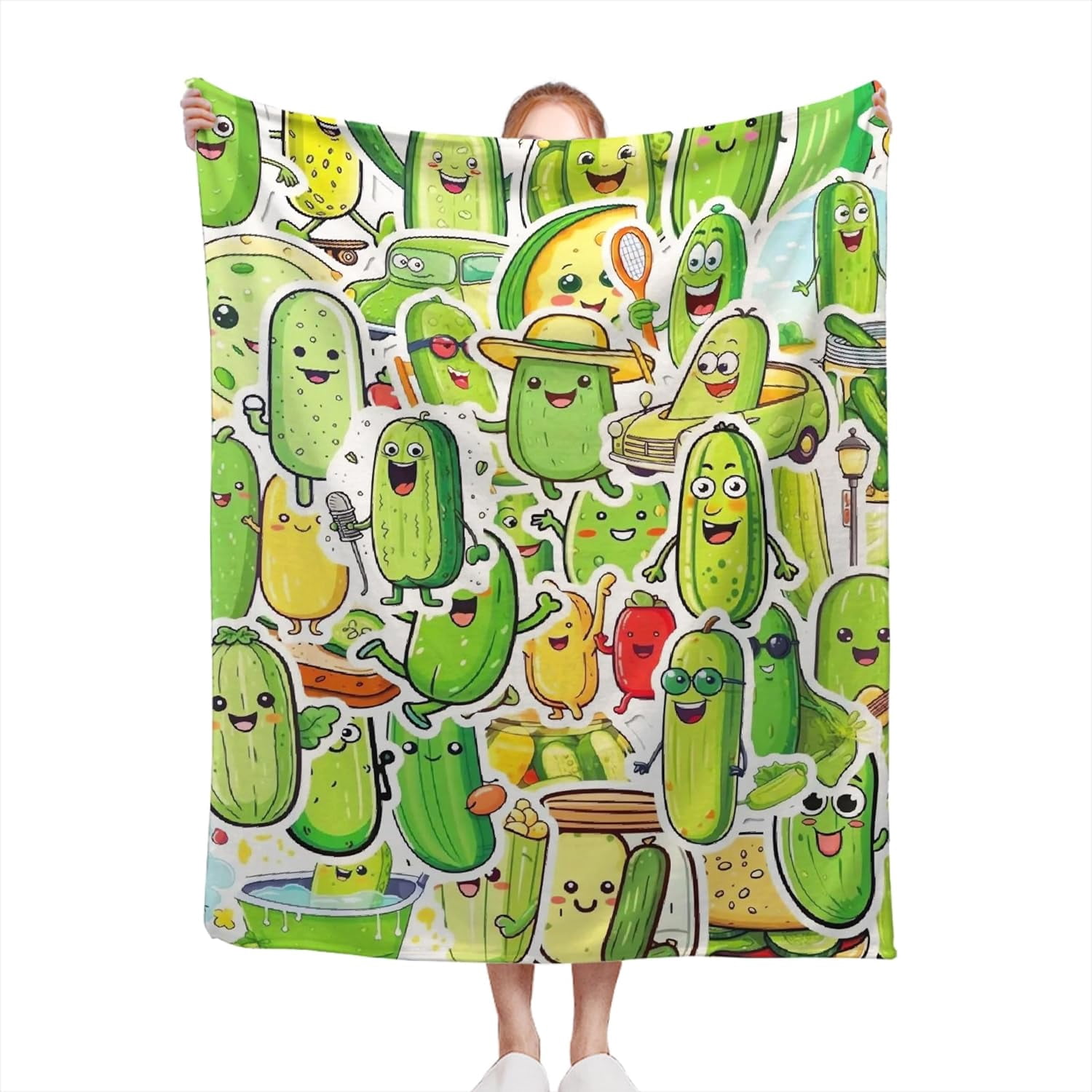 Cute Pickles Blanket Funny Gift for Girl Women - Pickles Gift for Pickles Lover - Fleece Throws Food Lightweight Sheet Super Soft Toddler Kid Flannel Blankets for for Bed/Sofa -50"x60" Inches