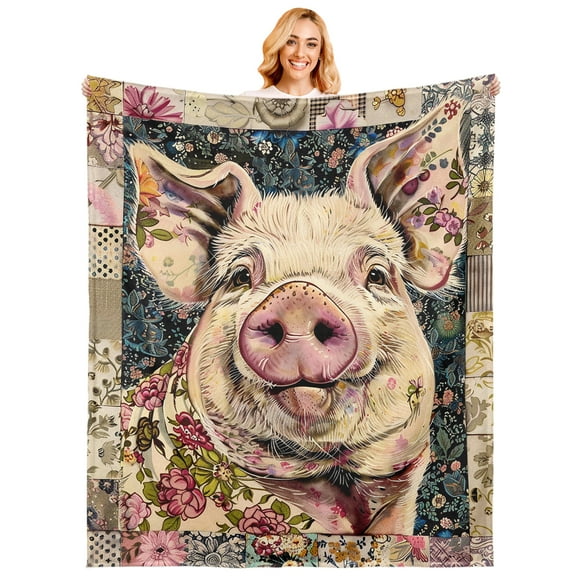 Cute Pig Blanket for Girl Boy Throw Blanket Pig Stuff Super Soft Cozy Plush Flannel Blankets for Couch Sofa Bed Gifts for Girls Women Kids Adults