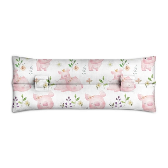 Cute Pig Cartoon Mastectomy Pillow for Car - Post Surgery Seat Belt Cushion for Heart & Breast Procedures - Watercolor Pig Art