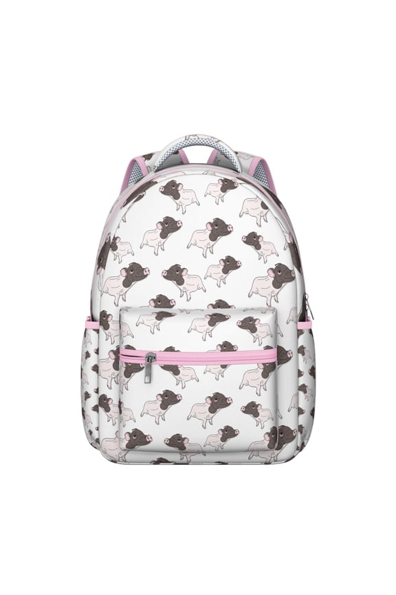 Cute Pig Design Student Backpack Watercolor Farm Animal Pattern Cartoon School Bag Abstract Aesthetic Piggy Print Artistic Bookbag for Student